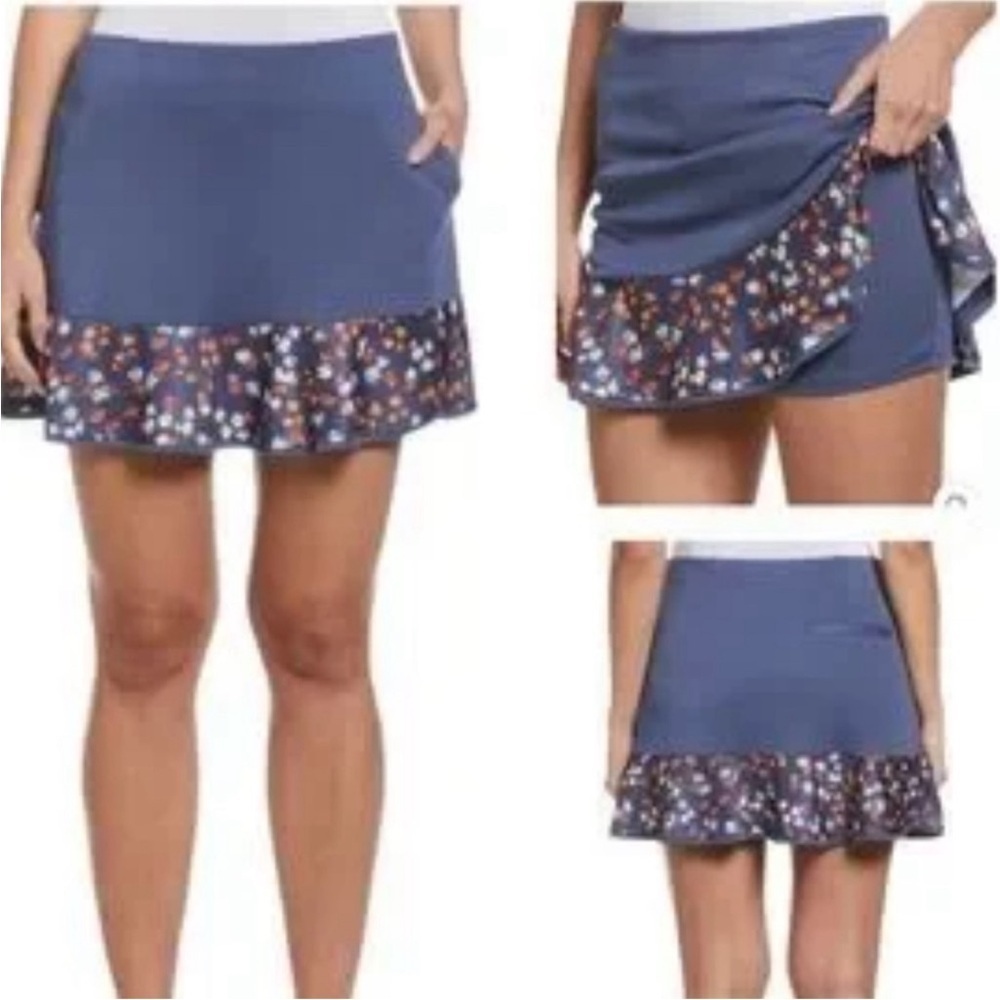 Callaway Opti-Dri Truesculpt Golf Skirt Skort Blue Floral Flounce Hem XL New